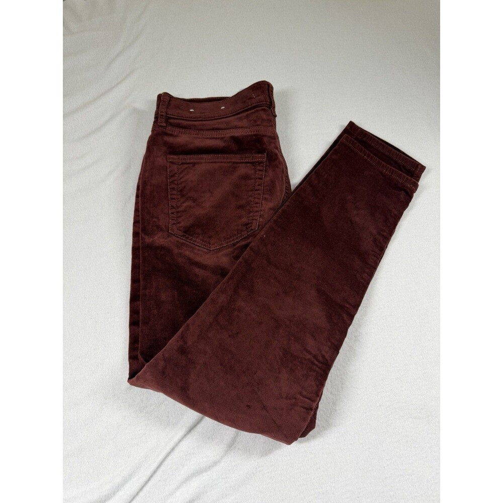 LOFT Womens Petite Pants Burgundy Solid Flat Front w/ Pockets 473